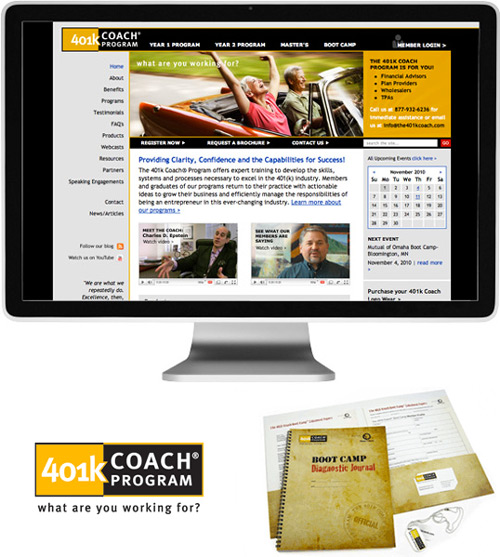 The 401k Coach website, logo and Boot Camp Package